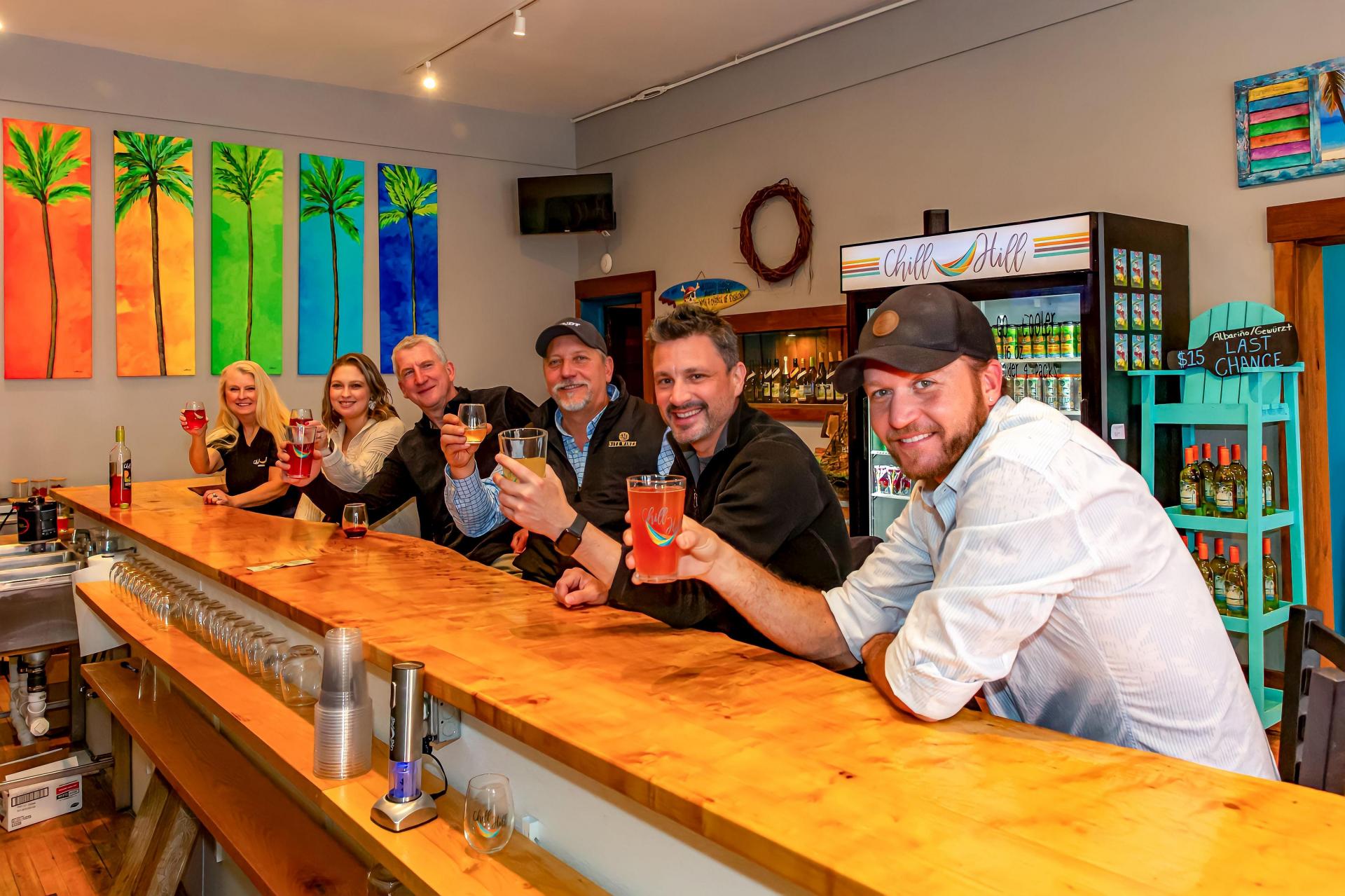 Customers at the front bar at Chill Hill Winery