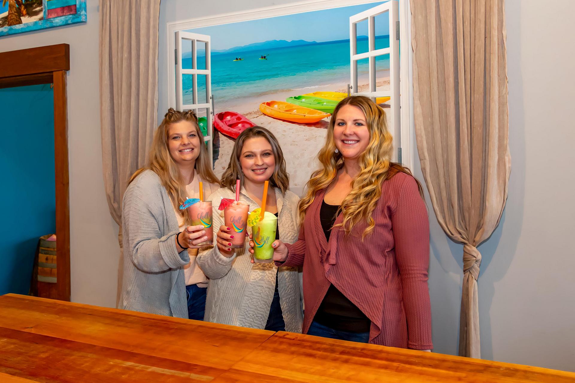 Customer Group Photo with Slushies in hand