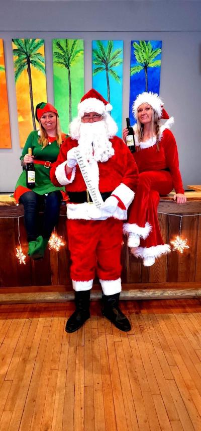 Santa and his elves at the front bar in chill hill
