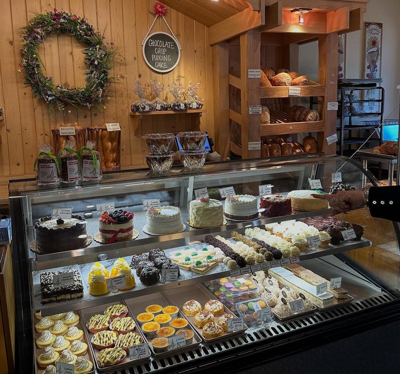 A dessert-filled display case at Bit of Swiss.