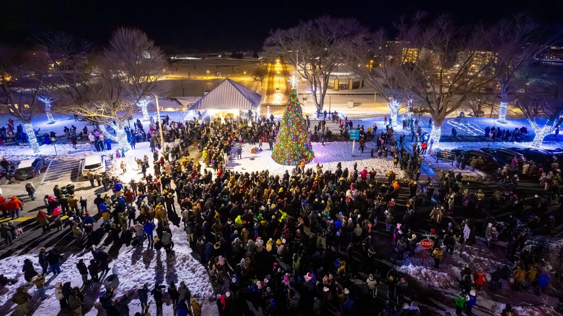The tree lighting for Light Up The Bluff.