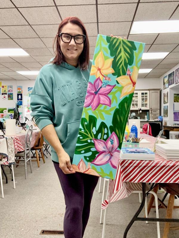 Tropical Flower Acrylic Painting 